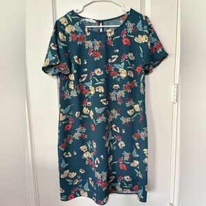 Maurice’s Floral Print Teal Dress Sleeves Size medium